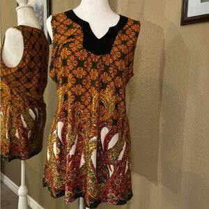 Susan Lawrence Women’s Top Blouse Tunic Sleeveless Size Large Orange Design